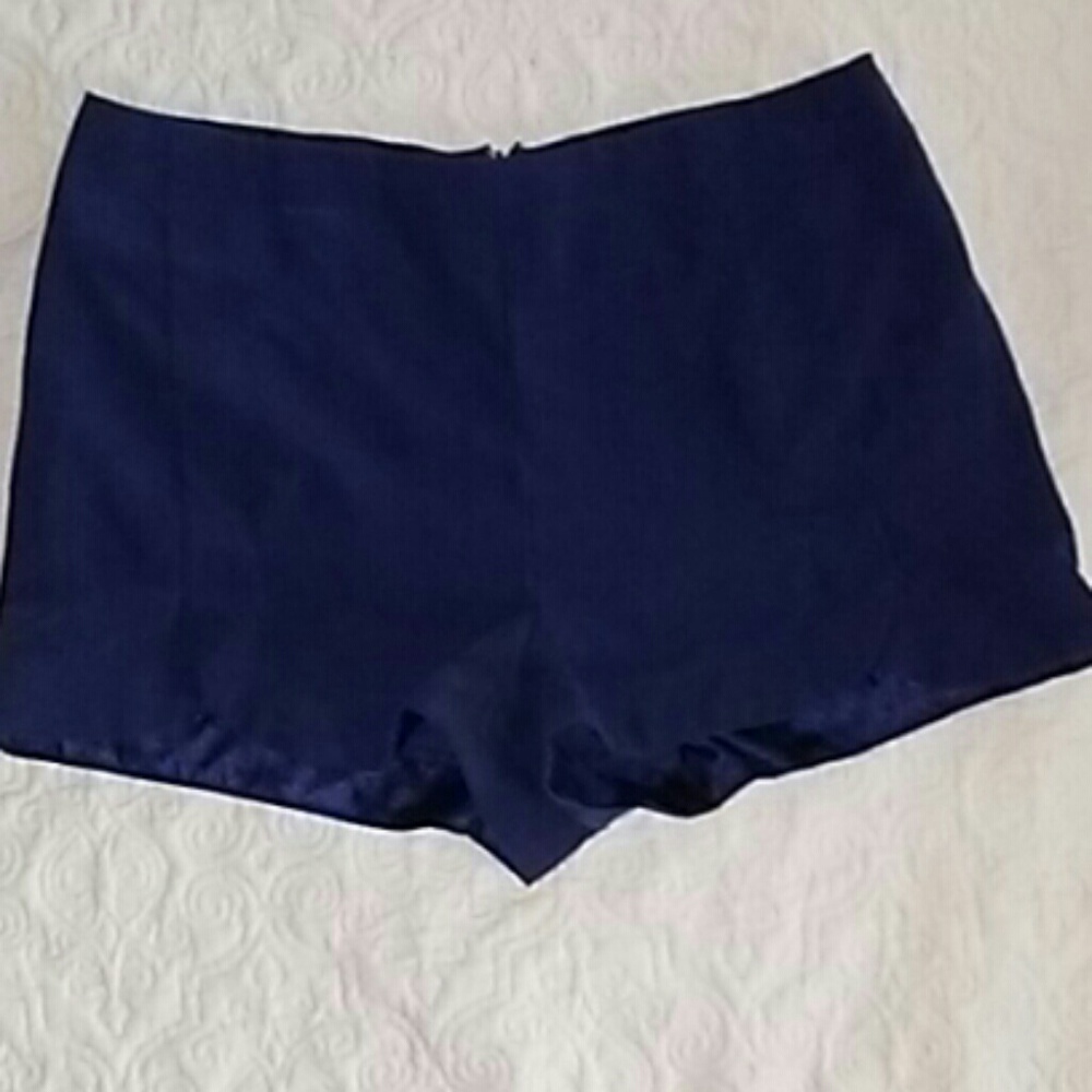 Blue suede shorts